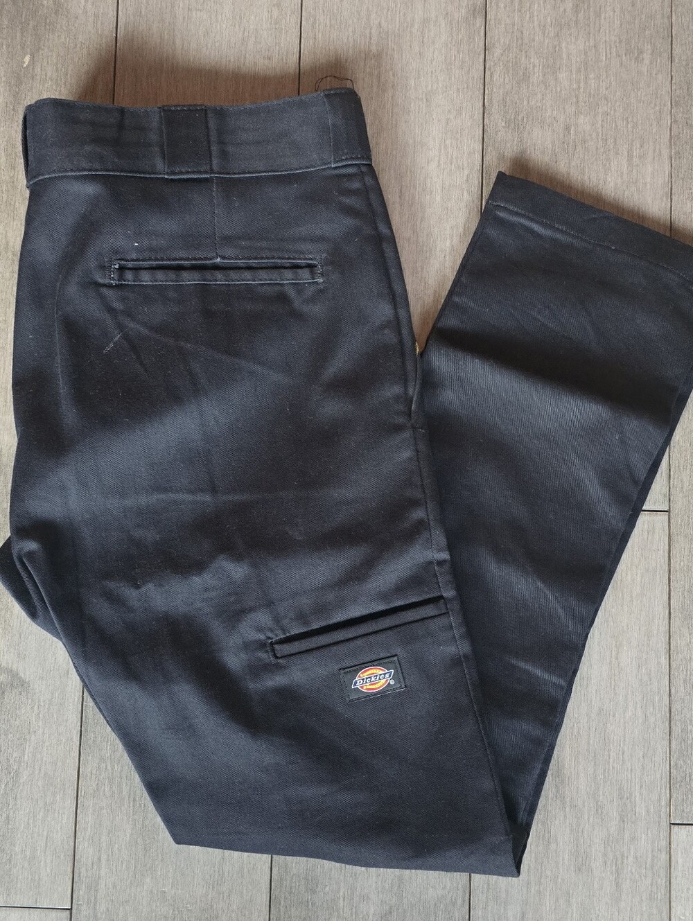 Dickies Black SKINNY Straight-Leg Work Pants with Logo Patch Size 33W By 30L